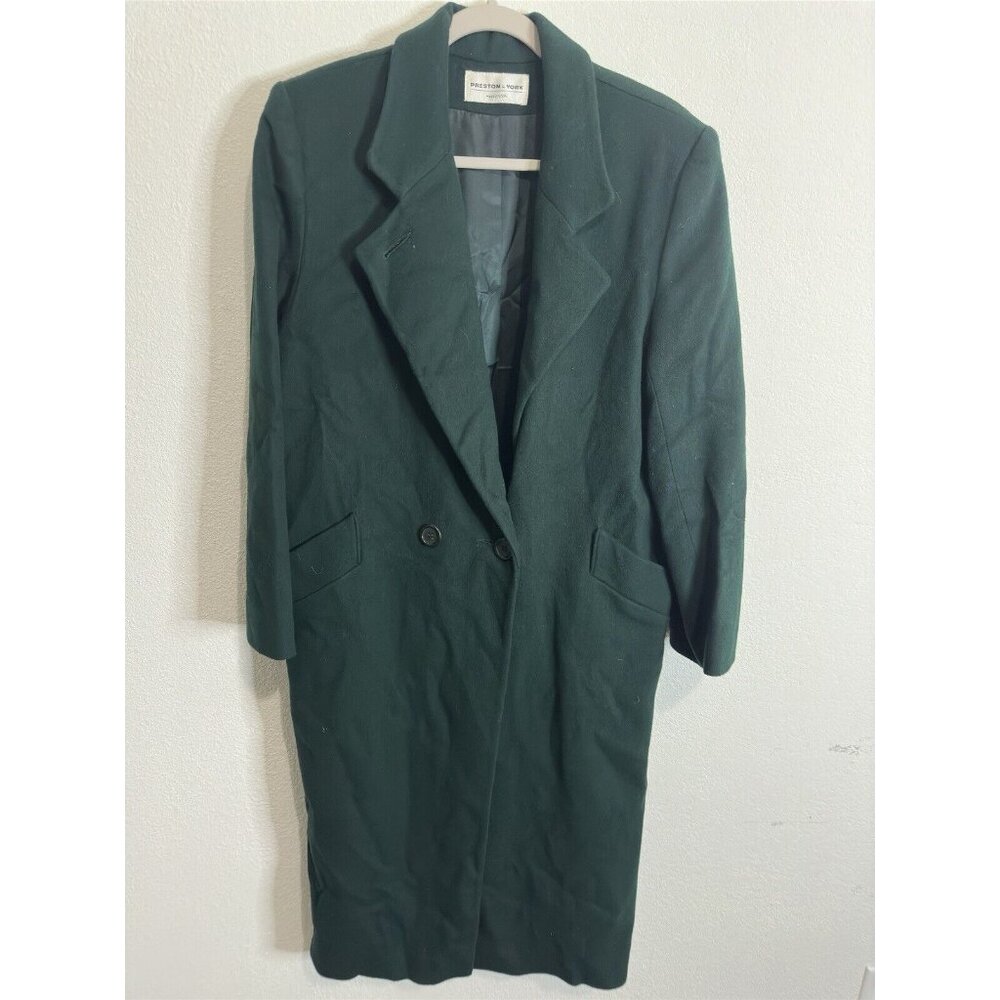 Vintage Preston New York USA Women’s Green Wool Trenchcoat Dillards Size XL Read